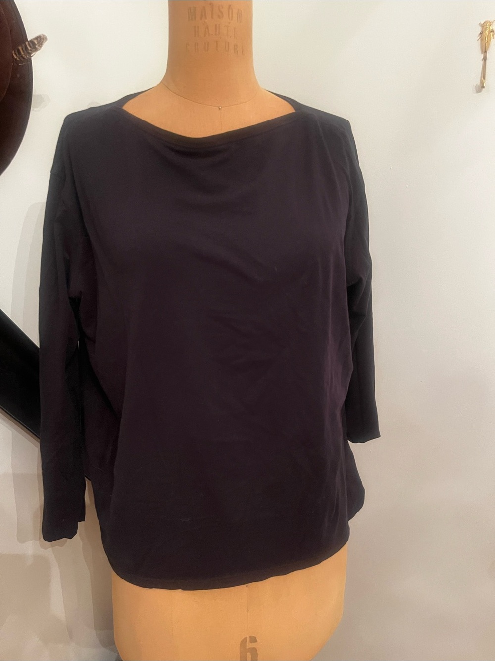 lululemon athletica Black Boatneck Long Sleeve Top